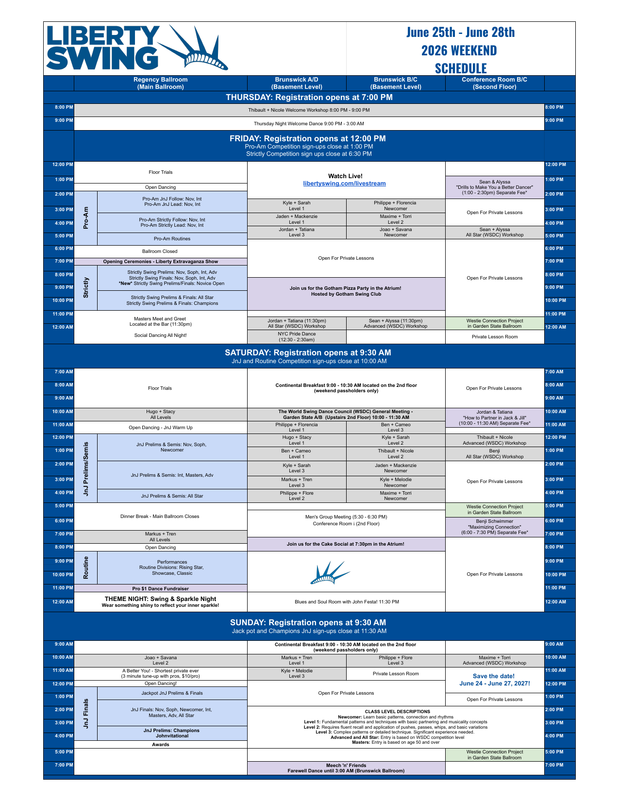 Liberty Swing Schedule 2026 - 2026 Weekend Schedule